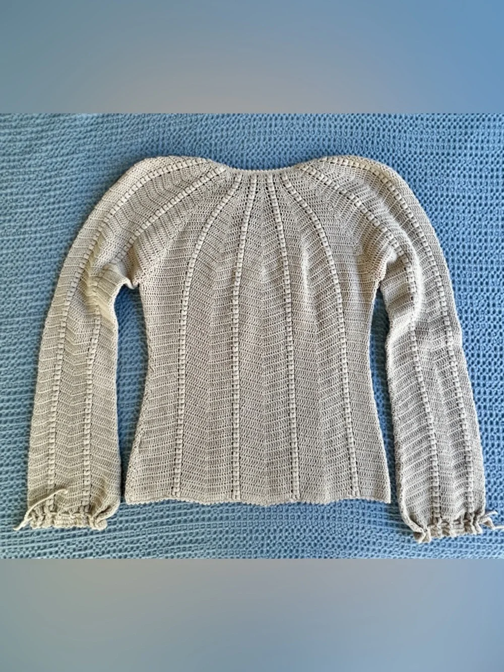 J.Crew Women's Cream Woven Knit V-Neck Sweater - Picture 3 of 8